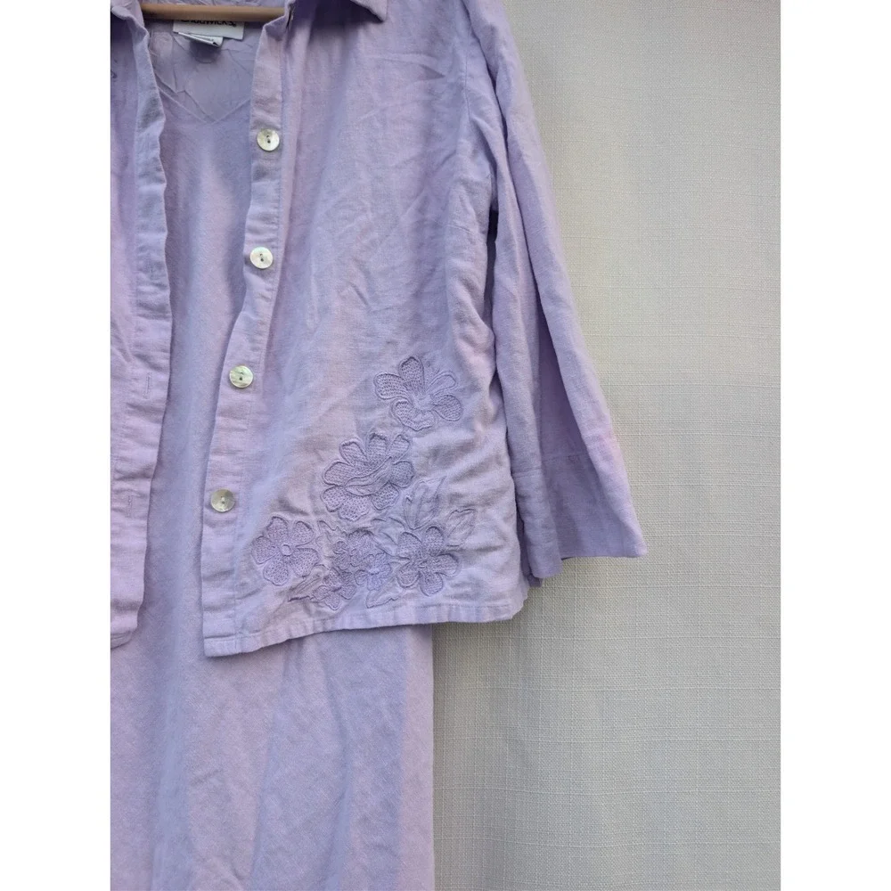 Chadwicks Vintage 90s Dress Set Womens 10P Lilac Linen Coastal Grandmother
